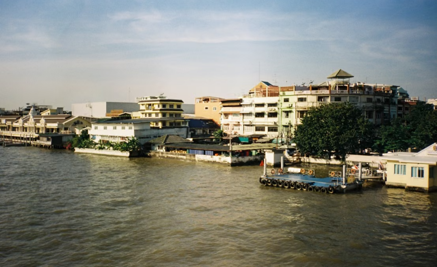 A tranquil view of the Chao Phraya River from airview