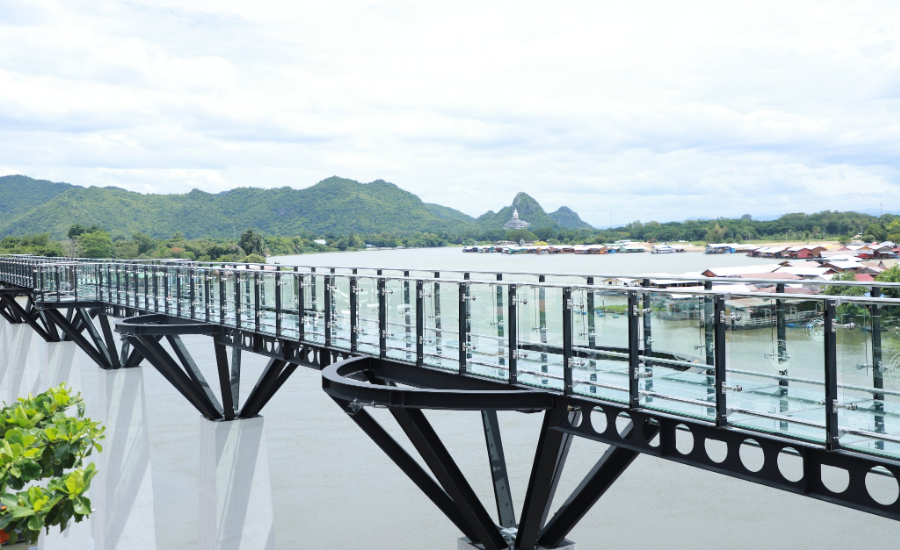 Panoramic riverside views from Kanchanaburi Skywalk