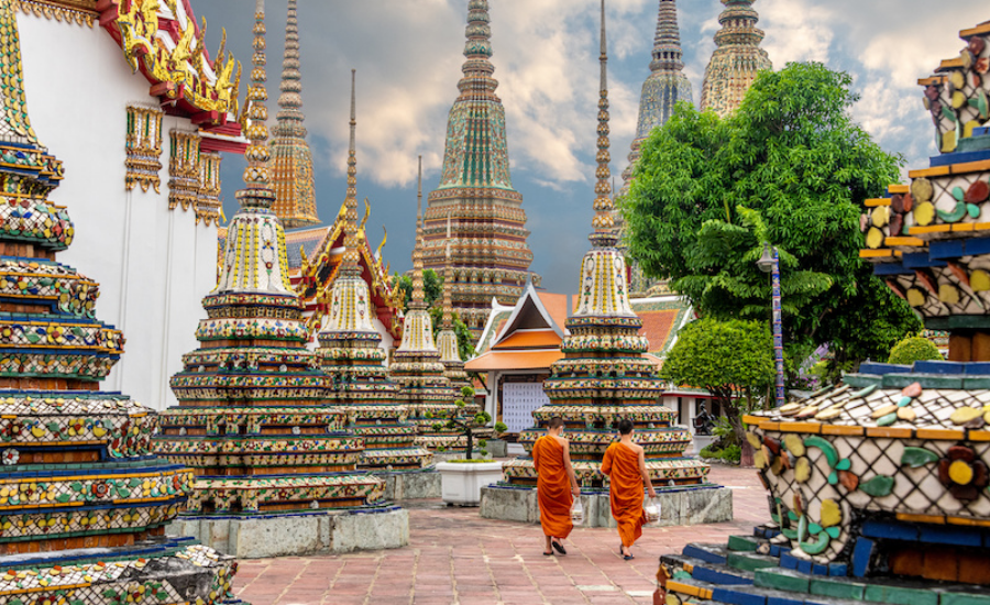 Intricate temple architecture at Wat Pho, Bangkok