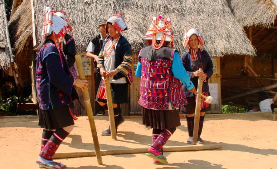 Hill tribe people in traditional dress