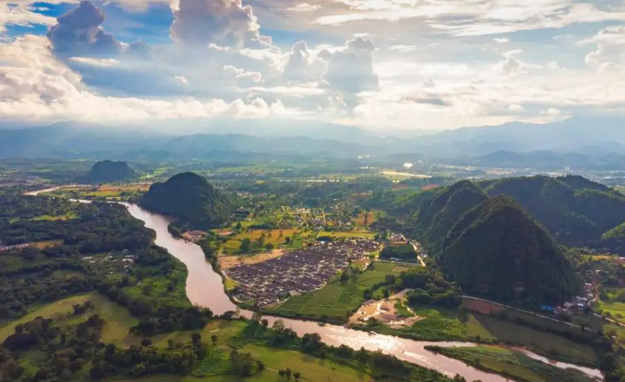 Scenic river landscape in Chiang Rai