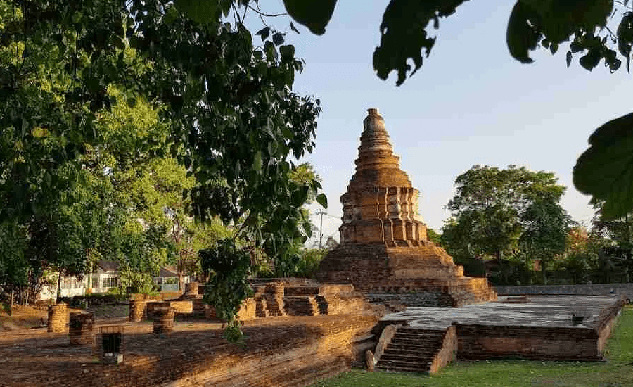 13th-century ancient Lanna chedi ruins in Chiang Saen
