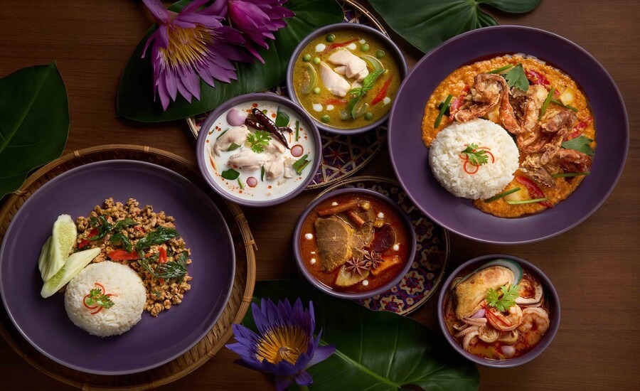 A full spread of Thai classics, beautifully presented at Nara Thai Cuisine