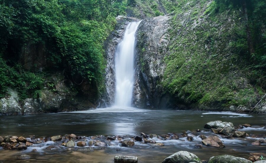 Natural hot springs and waterfalls at Chae Son National Park, Lampang
