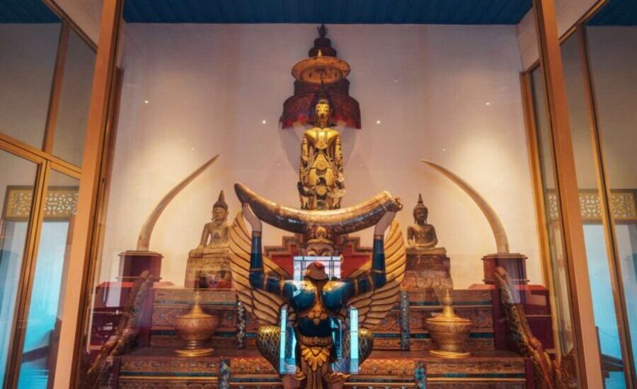 The beauty of the viewpoint of Nan city in the evening at Wat Phra That Khao Noi