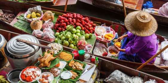 Day 8: Bangkok – Train market – Floating market – Kanchanaburi (B)