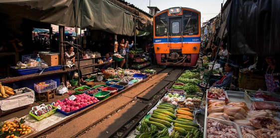 Day 2: Bangkok – Maeklong Railway Market Floating market – Damnoen Saduak Floating market – Bangkok (B)