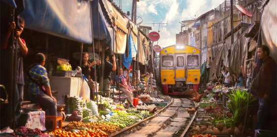 Maeklong Train Market & Damnoen Saduak floating market